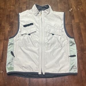 VTG 1999 Nike ACG Utility Cargo Tactical Vest Quilted Lined Beige Khaki 90s‎ XL